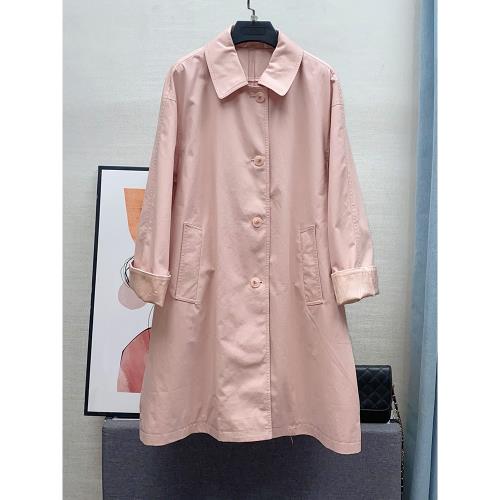 品牌專柜！新中式設計感寬松風衣女中長款2024秋新款純棉休閑外套