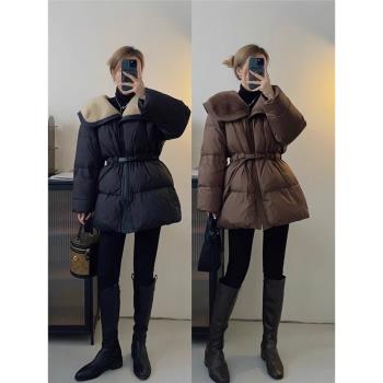 中長款氣質大翻領冬季外套羽絨服