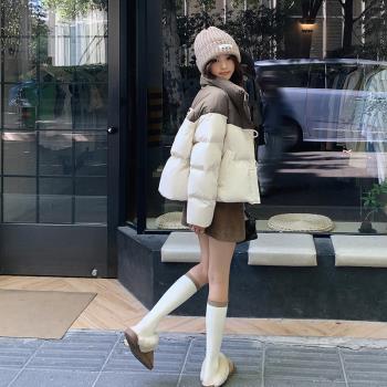 MJAE SRPKY白色羽絨服女冬季2024新款時尚拼接加厚保暖白鴨絨外套