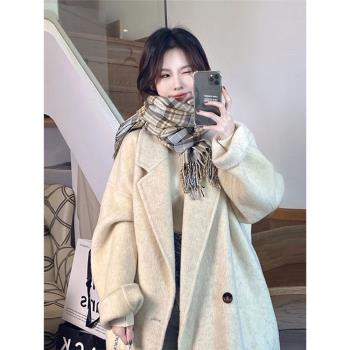 雙面羊毛呢子大衣女小個子2024新款秋冬季高階感羽絨內膽毛呢外套
