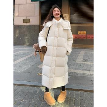 長款羽絨服女冬季2024新款韓版過膝寬松加厚保暖90白鴨絨爆款外套
