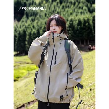 Rsemnia戶外三防特氟龍沖鋒衣男女款硬殼壓膠防水登山外套潮