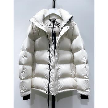 羽絨服女短款2024冬季新款加厚泡芙連帽加拿大白鵝絨麵包服外套潮