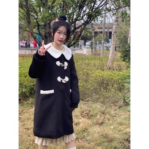 jk原創制服毛呢2024冬外套布丁熊