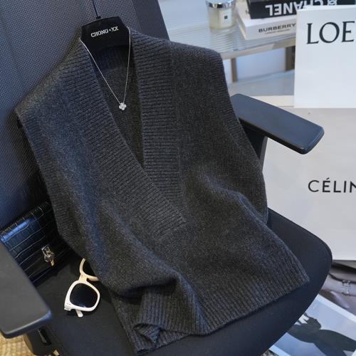 796C大V領寬松毛衣秋冬針織馬甲