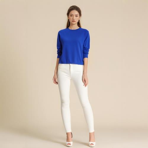 Jil Sander弧形寶藍色羊絨毛衣