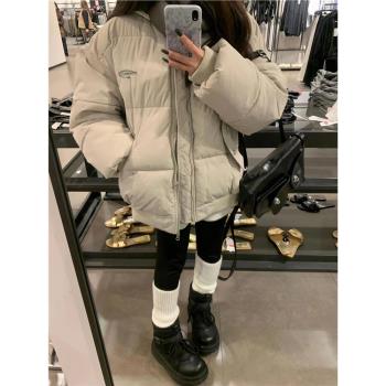 灰色棉服外套女冬季小個子2024年新款加厚麵包服保暖寬松休閑棉衣