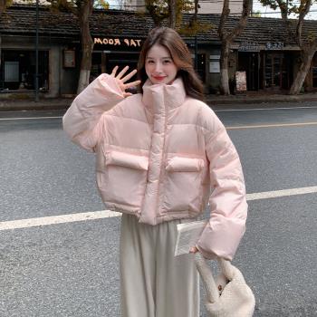 MJAE SRPKY粉色超好看羽絨服女2024年冬季加厚設計感90白鴨絨外套