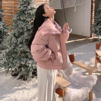 MJAE SRPKY粉色短款羽絨服女冬裝2024新款加厚小個子90白鴨絨外套