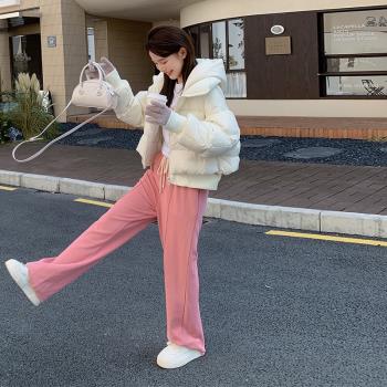 MJAE白色連帽羽絨服女短款24冬新款小個子設計感白鴨絨麵包服外套