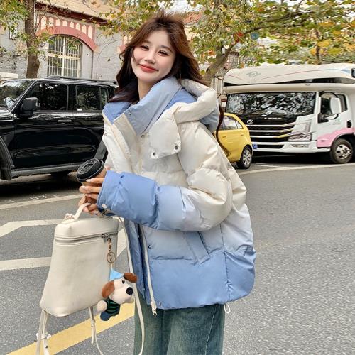 MJAE SRPKY藍色漸變羽絨服女短款2025年冬新款小個子90白鴨絨外套