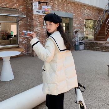 MJAE SRPKY海軍領小個子羽絨服女2024冬季新款加厚洋氣小香風外套