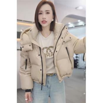 歐洲站百搭棉寬松保暖連帽羽絨服