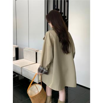 喬覓寬松風卡其色風衣女秋2024新款休閑小個子中短款薄款外套大衣