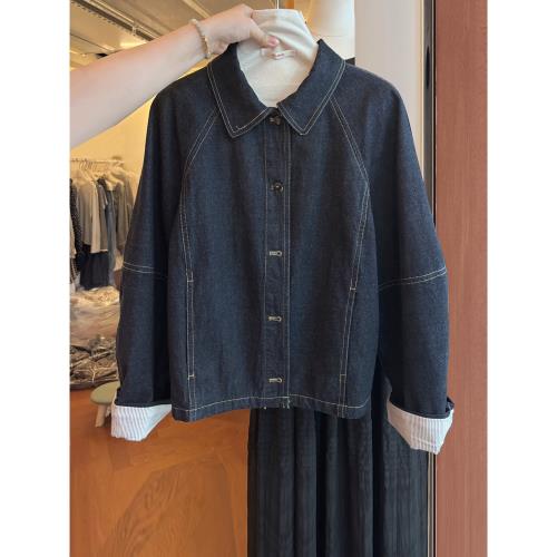 牛仔外套女2025秋裝新款復古獨特休閑夾克藍色拼接短款外套女