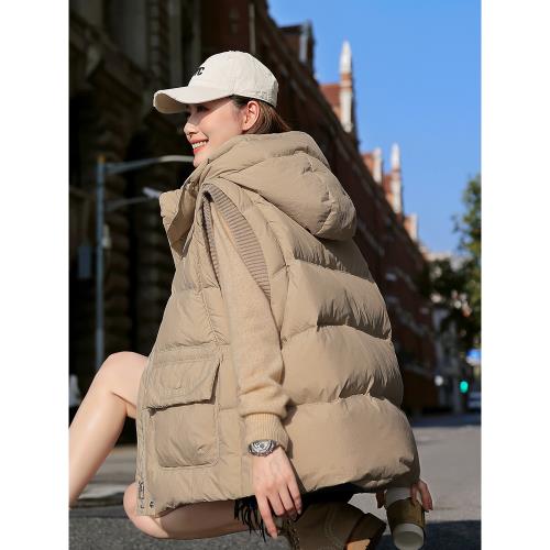 歐貨大牌2024秋冬新款馬夾女時尚寬松小個子羽絨服馬甲短外套潮