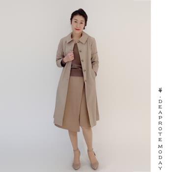 春夏翻領系腰帶長款風衣