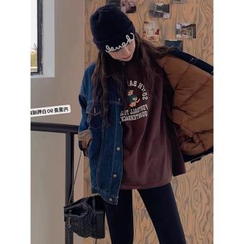 復古白鴨絨女冬季保暖牛仔外套