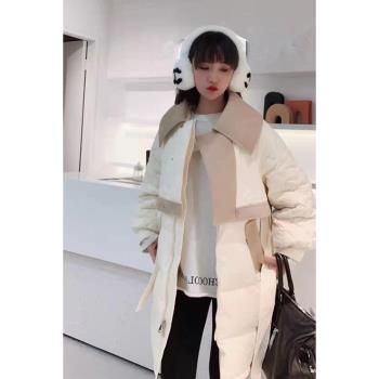羽絨服女中長款2023年冬季新款寬松顯瘦假兩件米維伊小香風設計感
