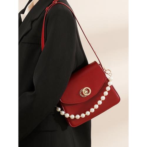 小眾高級感新娘包女2026新款紅色包包結婚手提包腋下包斜挎珍珠包