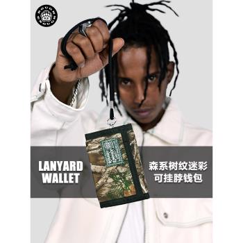 Rough Enough潮牌錢包帆布戶外防水卡包大學生男士折疊錢包帶掛繩