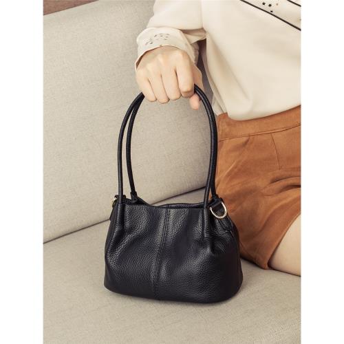 頭層牛皮小水桶包女2025新款時尚真皮單肩腋下包女士百搭斜挎小包