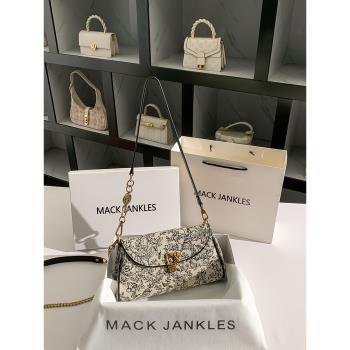 Mack Jankles真皮輕奢高階感國風刺繡法棍包包女2024新款潮單肩包