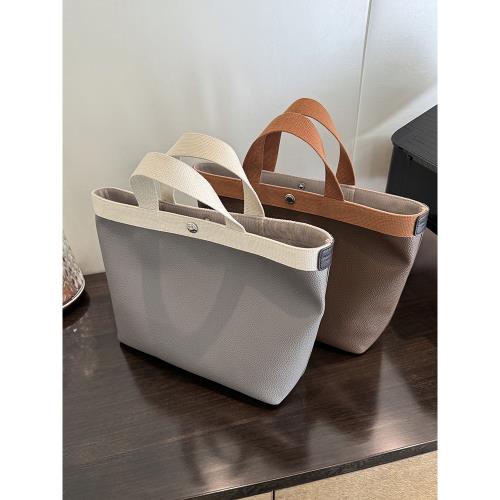 自留！法式慵懶~法國貴婦包大容量帆布手提托特包通勤女包飯盒包