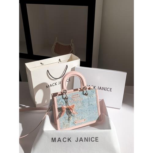 MackJanice秋冬爆款牛仔藍小方包2024新款潮流單肩斜挎手提包女包