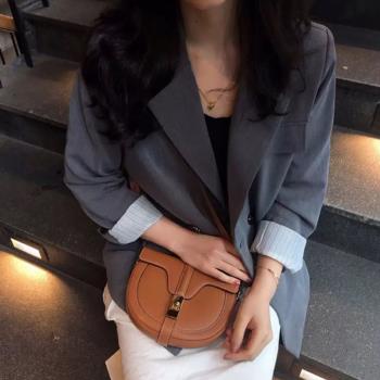 輕奢品牌女包真皮半圓馬鞍包2024新款秋冬單肩斜挎包時尚休閑小包