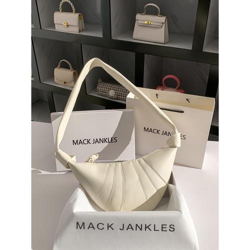MackJanice小眾設計高顏值簡約褶皺牛角包2025新款復古單肩腋下包