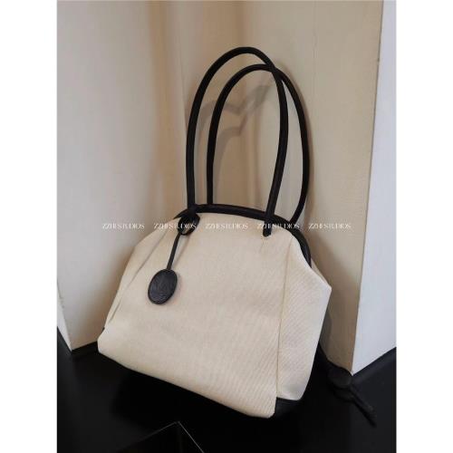 Zzhi Studios/自制 高級感通勤帆布托特包小眾設計感簡約單肩手提