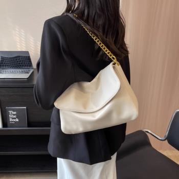 法國MKBM輕奢大容量包包女高級質感真皮單肩斜挎包鏈條通勤托特包