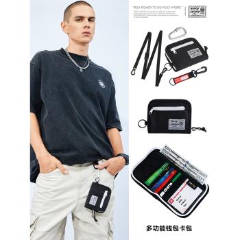RGH 潮牌帆布卡包拉鏈掛繩卡包便攜小錢夾防水小錢包男生熊貓配色