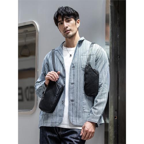 真皮潮牌男士胸包韓版超薄單肩包夏季頭層牛皮百搭休閑斜挎小包女