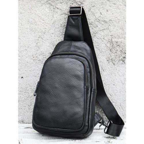 新款男士胸包真皮戶外休閑時尚斜挎包男生潮小背包頭層牛皮單肩包