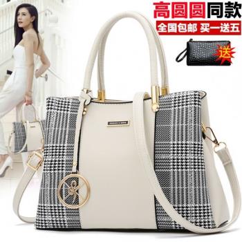真皮女包2025新款百搭印花手提包品牌袋鼠時尚大氣媽媽單肩斜挎包