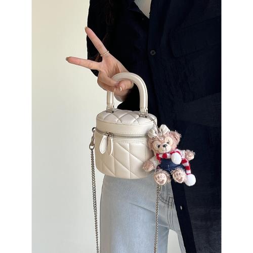 迷你盒子水桶包2025新款手提菱格鏈條包單肩斜挎小包包口紅小廢包