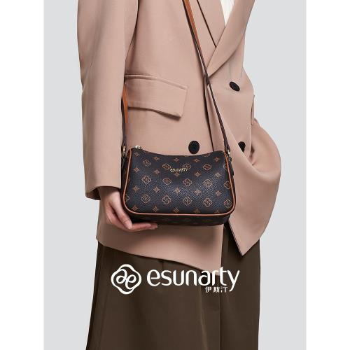 ESUNARTY包包女款2025新款斜挎時尚印花女包設計感媽媽單肩小挎包