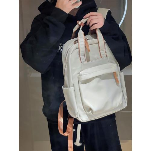 C&Y 奶油風煙霧白雙肩包 13寸電腦包 手提包 ins風背包 大容量