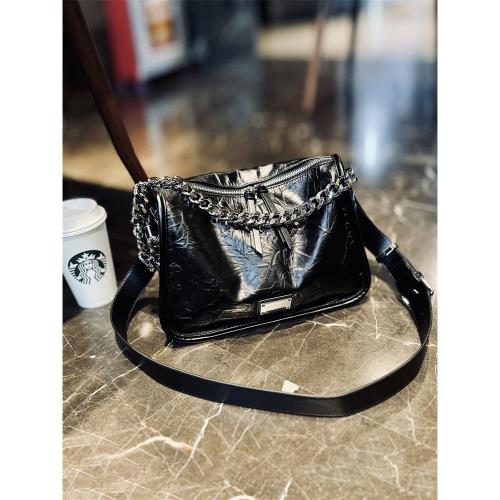 歐美時尚真皮小方包潮2025新款小眾休閑女包牛皮鏈條包單肩斜挎包