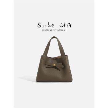 Sunke OiLA真皮大容量單肩水桶包