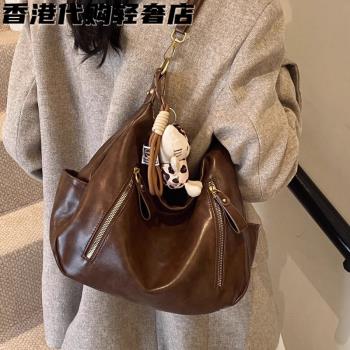 法國MKBM大容量復古托特包包女新款秋冬時尚百搭斜挎包通勤單肩包