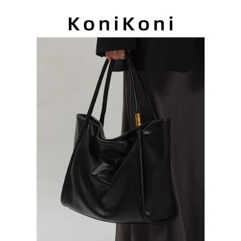 KoniKoni真皮黑色秋冬腋下托特包