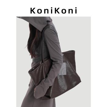 KoniKoni真皮小眾秋冬質感托特包