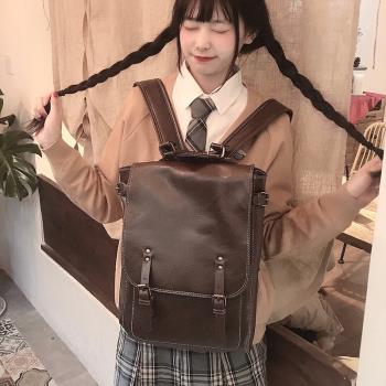 復古雙肩揹包女大學生學院風通勤百搭15.6寸大容量電腦包小眾簡約