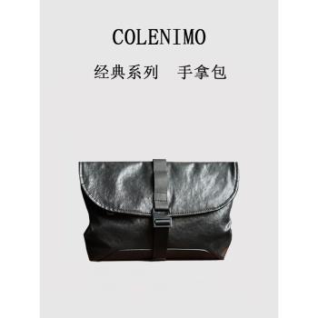 Colenimo高階男士手拿包斜跨手機休閑簡約小包男真皮植鞣皮單肩包