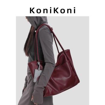 KoniKoni真皮小眾紅色高階托特包