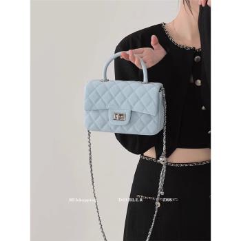 法國MK高階感輕奢女包真皮手提包新款小香風菱格鏈條包單肩斜挎包