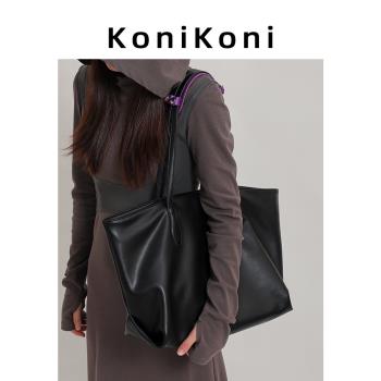 KoniKoni真皮黑色高階質感托特包